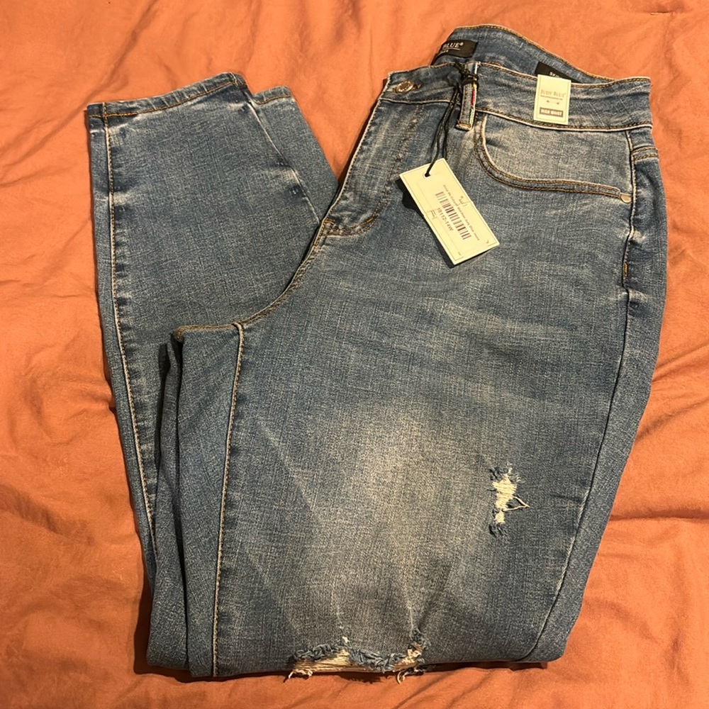 Judy blue rainbow stitched distressed jeans